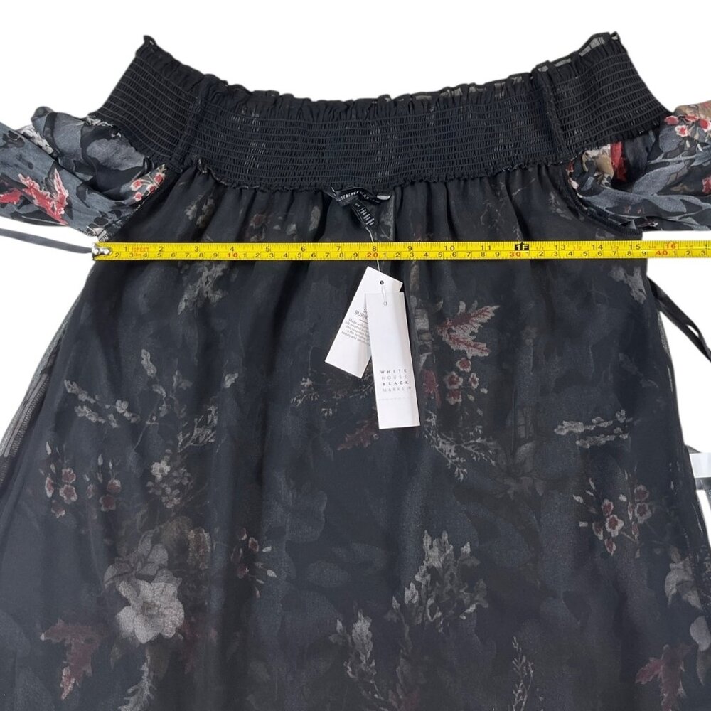 White House Black Market Silk Burnout Floral Off-the-Shoulder Top Size Small NWT - Picture 8 of 16